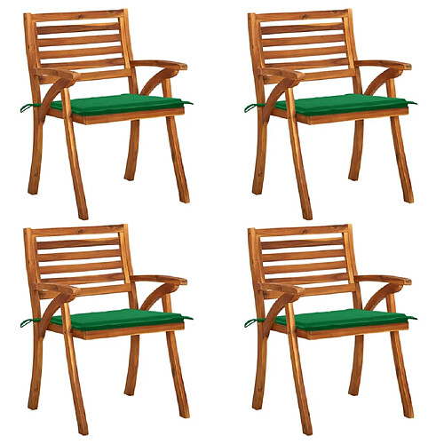 vidaXL Chaises de jardin avec coussins lot de 4 Bois de teck solide