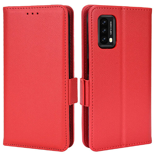 Etui en PU texture litchi avec support, rouge pour votre Blackview A90