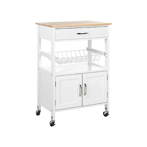 Beliani Chariot de cuisine bois clair et blanc LUGO