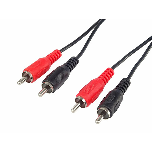 PremiumCord Câble Cinch 5m, 2x fiche RCA Cinch vers 2x fiche RCA Cinch, câble de connexion audio vidéo, stéréo, pour TV, téléphones portables, MP3, HiFi, couleur noir