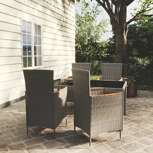 Ensemble salle à manger de jardin 5 pcs,Table et chaise à dîner d'extérieur Résine tressée -MN36352