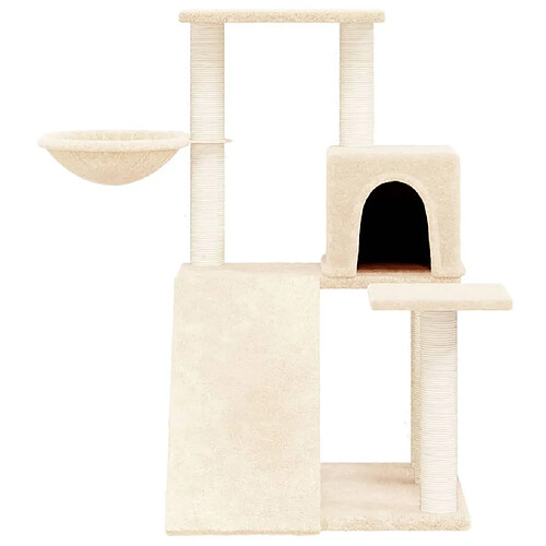 Helloshop26 Arbre à chat meuble tour grimper jouet grattage grattoir escalade plateforme avec griffoirs en sisal 82 cm crème 02_0022524