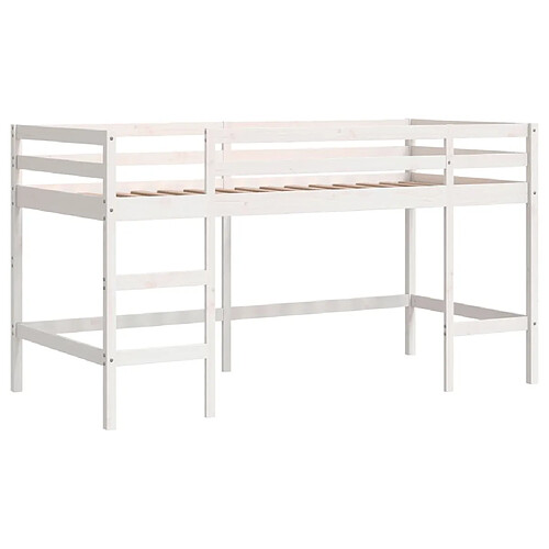 Vidaxl Lit mezzanine enfants échelle blanc 90x190 cm bois pin massif