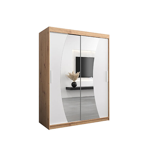 Abiks Meble Armoire Wave à portes coulissantes 200/150/62 2 portes (artisan/blanc)