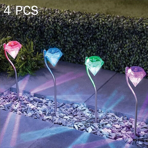 Wewoo LED Avec panneau solaire A108 4 PCS RGB Lampes solaires jardin extérieur chemin décoratif lumières de diamant lumière colorée