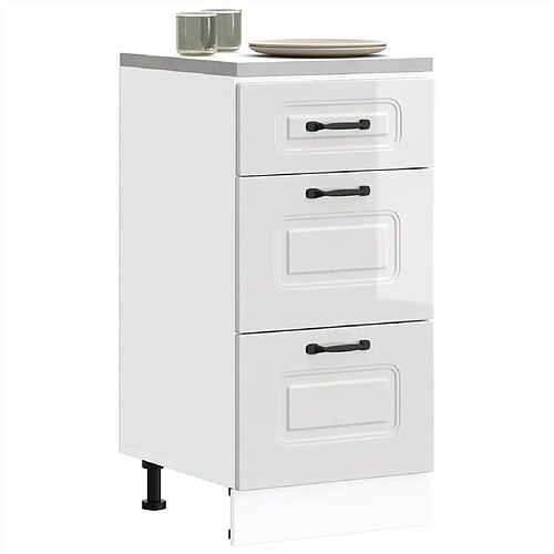 VidaXL Armoire de Cuisine Kalmar - Blanc Brillant