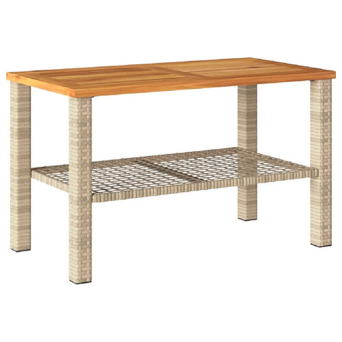 Maison Chic Table de jardin | Table d'extérieur beige 70x38x42 cm résine tressée et bois acacia -GKD53248