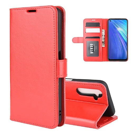 Etui en PU Cheval fou avec support rouge pour votre Realme 6