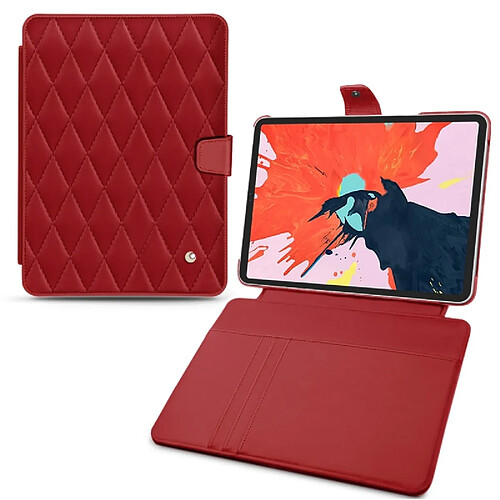 Housse cuir Apple iPad Pro 11' (2018) - Rabat portefeuille - Rouge - Couture ( Nappa - Pantone #d50032 ) - NOREVE