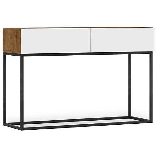 Bestmobilier Roman - console - bois et blanc - 2 tiroirs - 120 cm