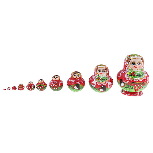 10pcs poupées gigognes russes en bois Matryoshka w. Jouets pour enfants peints à la main