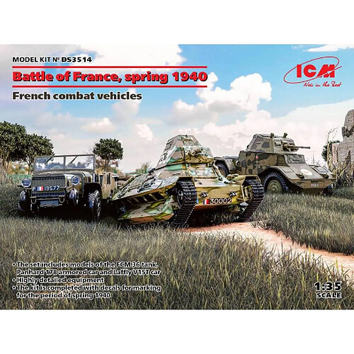 Icm Maquette Char Battle Of France, Spring 1940 (panhard 178 Amd-35, Fcm 36, Laffly V15t)