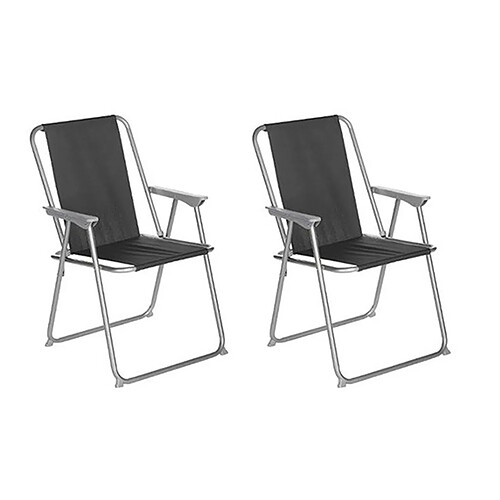 Lot de 2 chaises de camping pliantes coloris noir - L. 74.5 x l. 53 x H. 7cm -PEGANE-