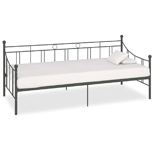 vidaXL Cadre de lit de repos sans matelas gris métal 90x200 cm