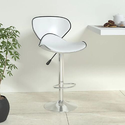 vidaXL Tabouret de bar Blanc Similicuir