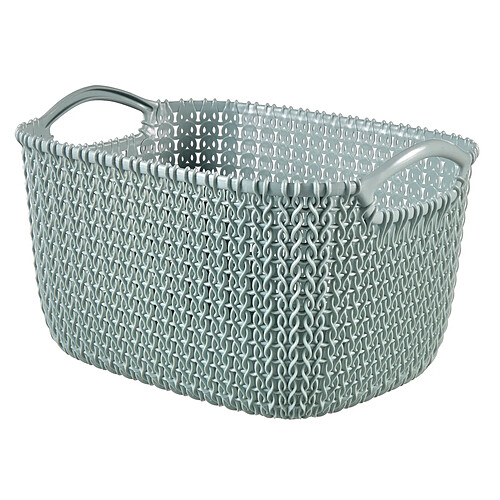 Curver Panier Rangement Rectangulaire Tricot - Bleu gris - 8 L