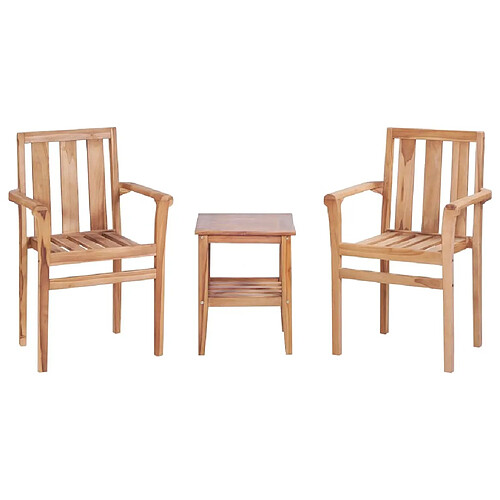 Maison Chic Table de bistro et chaises d'extérieur 3 pcs,Ensemble de bistro de jardin pour relax Teck solide -GKD434525