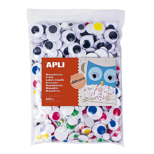 Apli kids 17444 - Sachet de 600 yeux mobiles de couleurs assorties