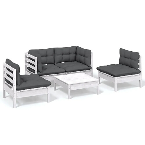 Maison Chic Salon de jardin 5 pcs + coussins - Mobilier/Meubles de jardin - Table et chaises d'extérieur bois de pin massif -MN33533