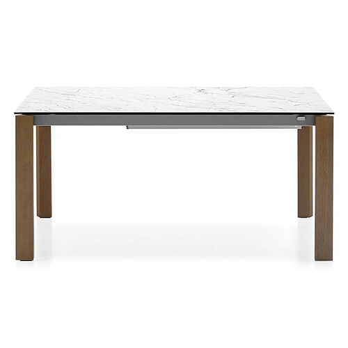 Inside 75 Table extensible 10 couverts EMINENCE 230 cm pieds noyer plateau céramique blanc