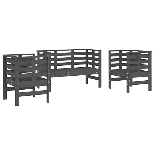 Maison Chic Salon de jardin 3 pcs - Table et chaises d'extérieur - Mobilier/Meubles de jardin Moderne gris bois massif de pin -MN40832