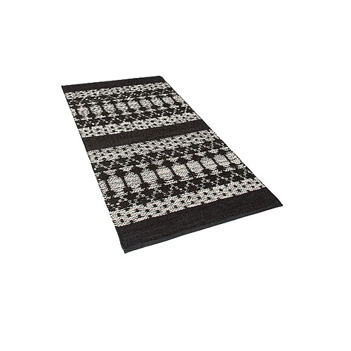 Beliani Tapis en cuir beige et noir 80 x 150 cm SOKUN