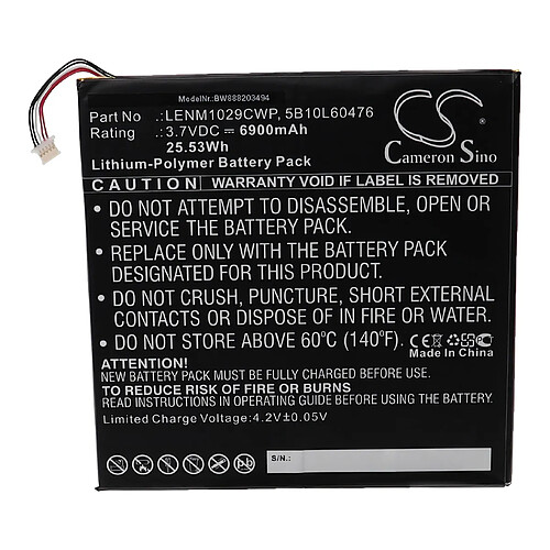 vhbw Batterie compatible avec Lenovo Miix 310-10ICR (80SG005QHH), 310-10ICR (80SG005SPB) ordinateur portable (6900mAh, 3,7V, Li-polymère)