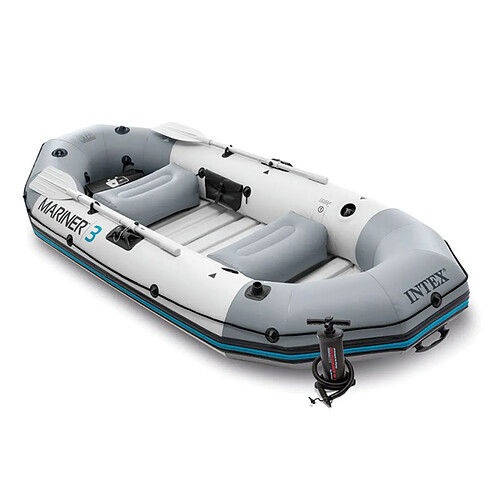 Kit bateau gonflable 3 places Mariner 3 avec rames et gonfleur - Intex