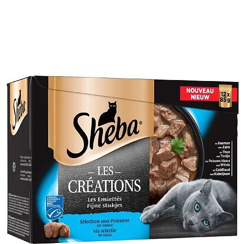 Sheba Lot de 4 Sachets fraîcheur en sauce sélection aux poissons 12 x 85 g