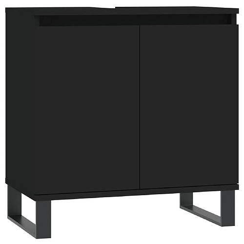 Maison Chic Armoire de salle de bain,Meuble de rangement,Meuble haut noir 58x33x60 cm bois d'ingénierie -GKD686913