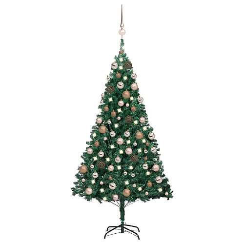 vidaXL Arbre de Noël artificiel pré-éclairé et boules vert 120 cm PVC