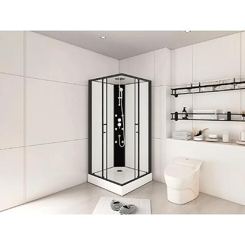 Vente-Unique Cabine de douche d'angle hydromassante - L80 x l80 x H225 cm - KIVORA