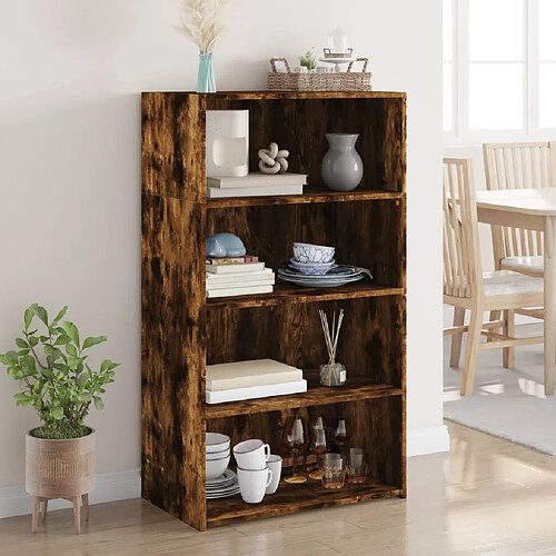 vidaXL Buffet haut chêne fumé 70x41x124 cm bois d'ingénierie