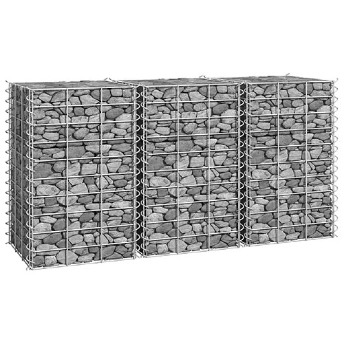 vidaXL Lits surélevés en gabion 3 pcs 30x30x50 cm Fer