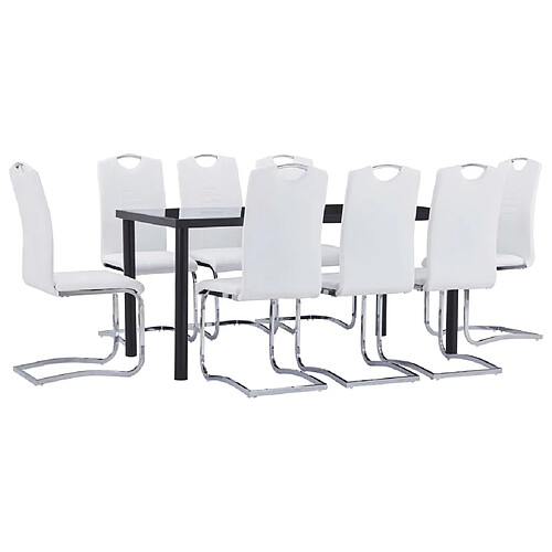 vidaXL Ensemble de salle à manger 9 pcs Similicuir Blanc