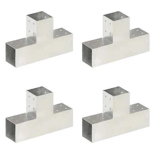 vidaXL Connecteurs de poteau 4 pcs Forme en T Métal galvanisé 81x81 mm