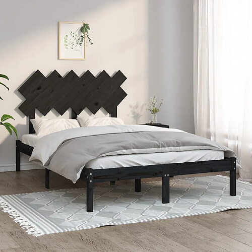 vidaXL Cadre de lit sans matelas noir 120x190 cm bois massif