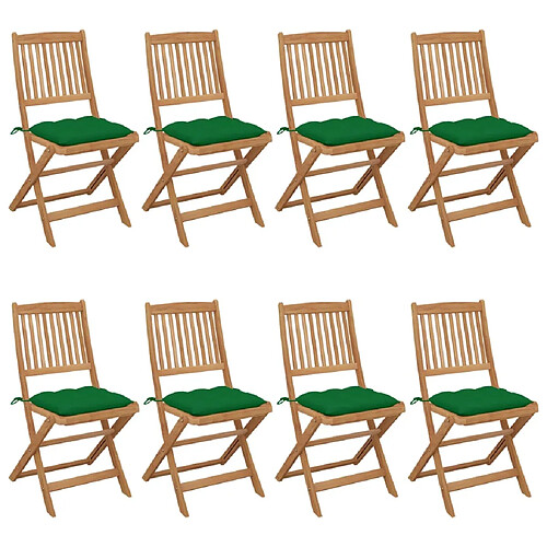 vidaXL Chaises pliables de jardin lot de 8 avec coussins Bois d'acacia