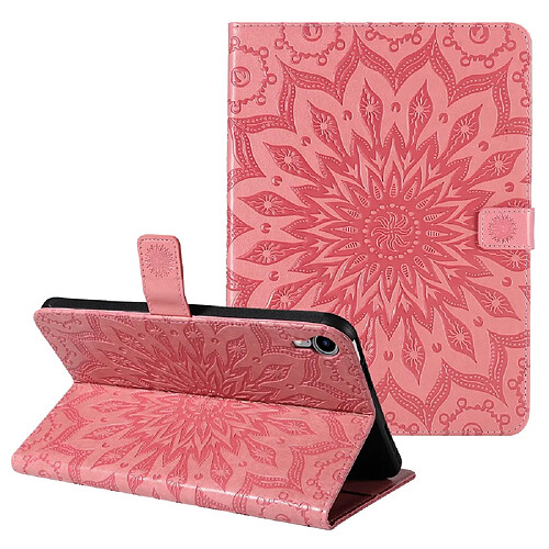 Etui en PU motif tournesol, fermoir magnétique rose pour votre iPad mini (2021)