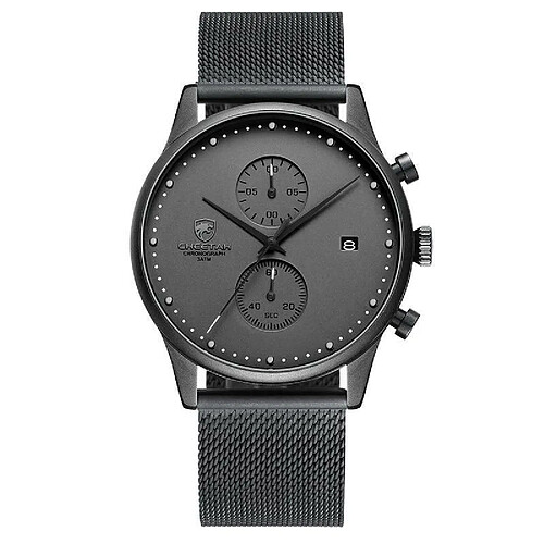 Justgreenbox Montre d'affaires d'horloge de sport étanche en acier inoxydable pour hommes chronographe à quartz