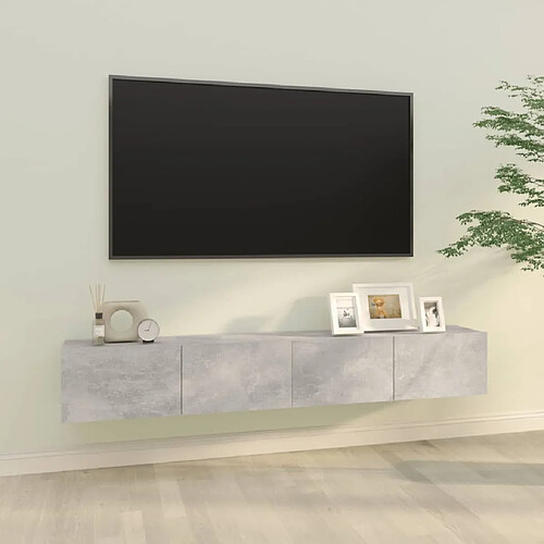 vidaXL Meubles TV 2 pcs Gris béton 100x30x30 cm Bois d'ingénierie