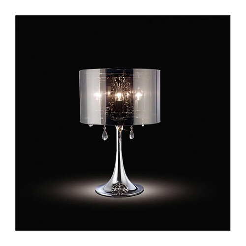 Luminaire Center Lampe de Table Trace avec ChromeAbat jour 3 Ampoules chrome poli/PVC /cristal