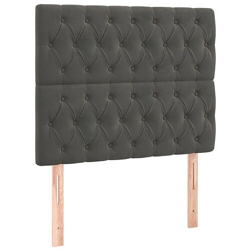 Maison Chic Lot de 2 Têtes de lit design pour chambre - Décoration de lit Gris foncé 100x7x78/88 cm Velours -MN80070