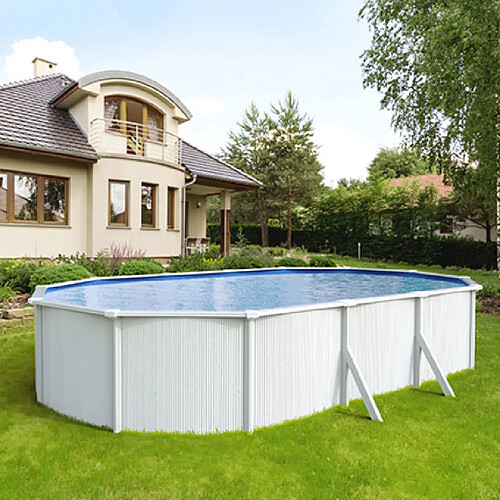 Trigano Piscine hors-sol en acier blanc 7,90 x 3,90 m - SAPHIR