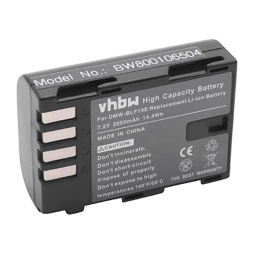 vhbw Li-Ion batterie Set 2000mAh (7.2V) pour appareil photo Panasonic Lumix DMC-GH4, DMC-GH4R comme DMW-BLF19, DMW-BLF19E.