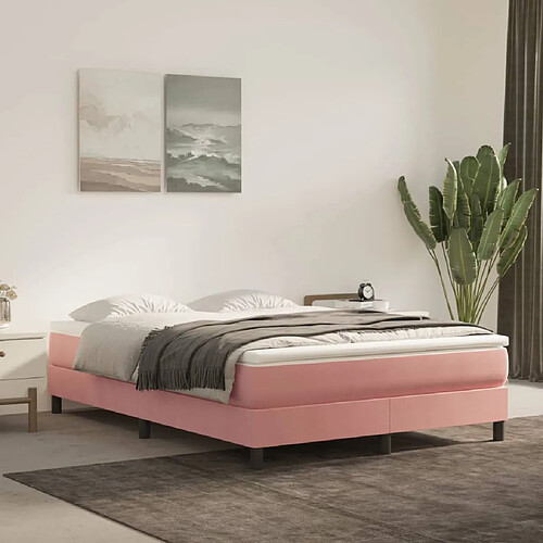 vidaXL Matelas de lit à ressorts ensachés Rose 140x190x20 cm Velours