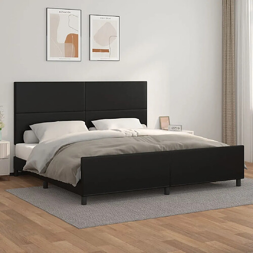 Maison Chic Lit adulte - Cadre Structure de lit avec tête de lit Contemporain Noir 200x200 cm Similicuir -MN43101