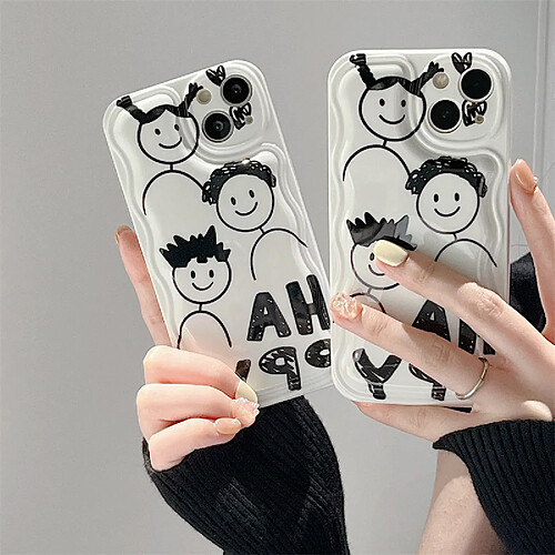 GUPBOO Étui pour iPhone13Pro Doodle Line Kids Cartoon Coque de téléphone en silicone