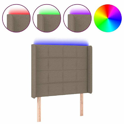 Maison Chic Tête de lit moderne à LED lumineuse pour chambre - Décoration de lit Taupe 93x16x118/128 cm Tissu -MN30963