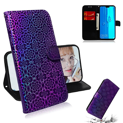 Wewoo Housse Coque Pour Huawei Y9 2019 / Enjoy 9 Plus Couleur unie Boucle magnétique colorée Flip horizontal en cuir PU avec support et fentes cartes et portefeuille et lanière Violet